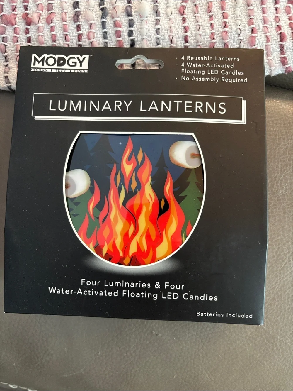 Luminary Lanterns - Black with Multicolor Campfire Design summer fun nwt